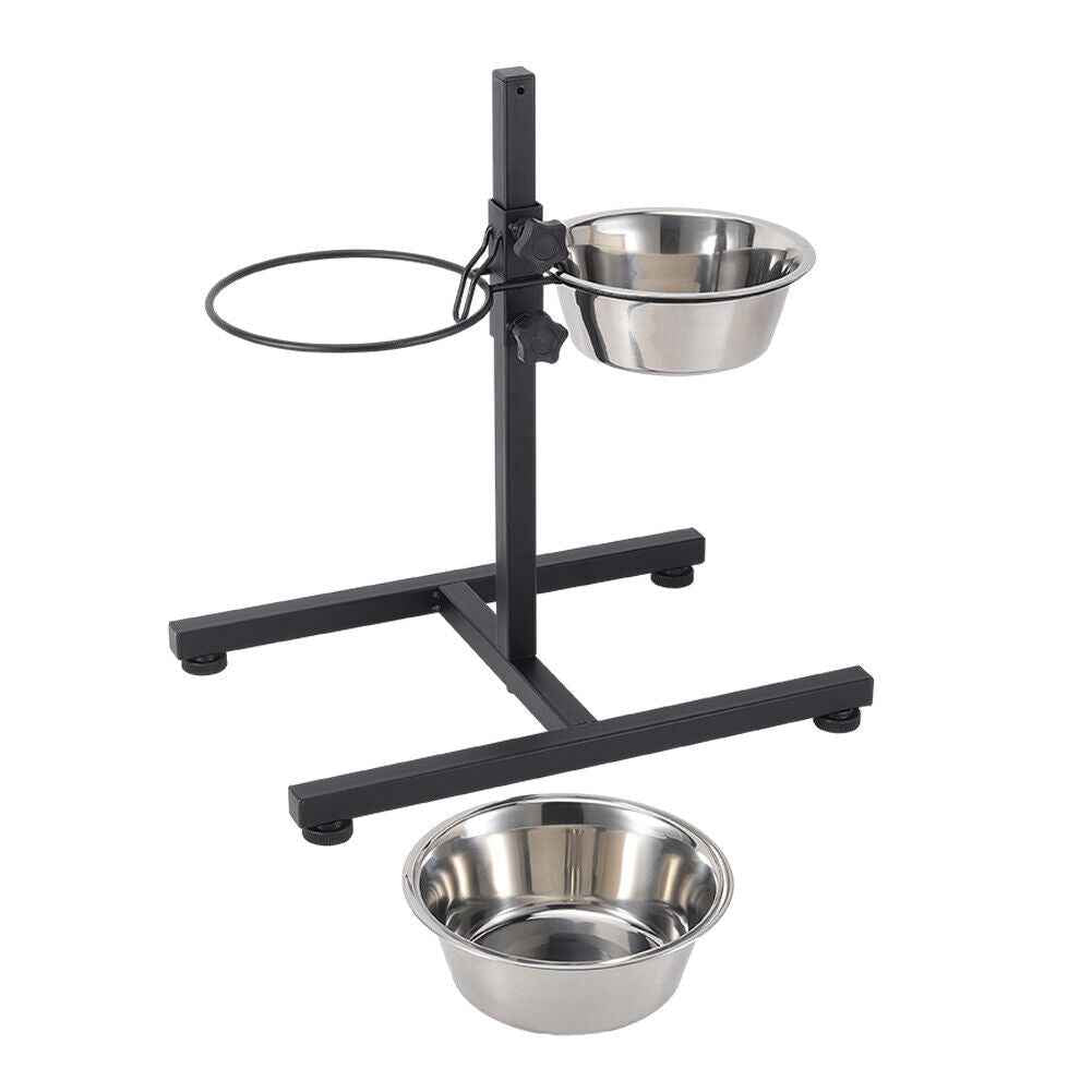 45CM Tall Large Dog Food Feeding Stand Station Stainless Steel Dual Raised Bowls