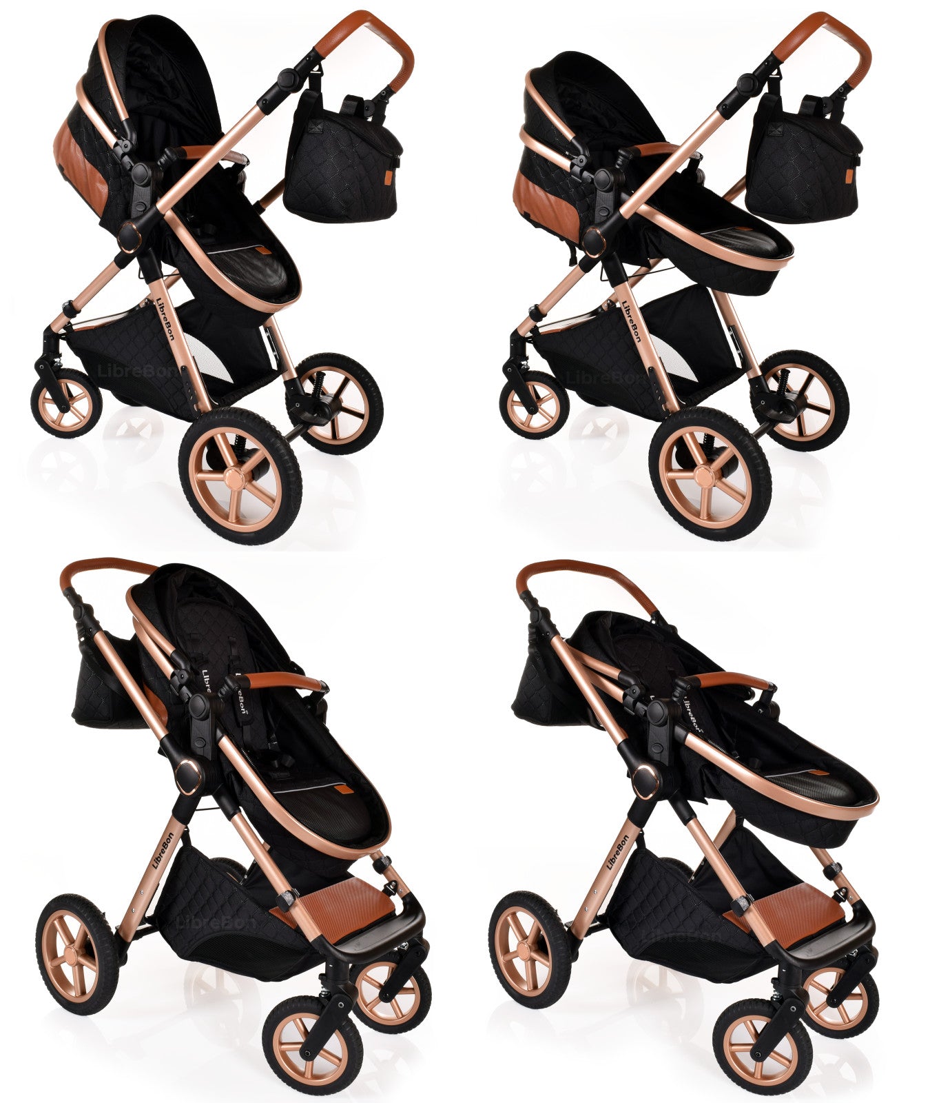 3 in 1 Pram Newborn Baby Buggy Set Travel System with Car Seat Folding Pushchair