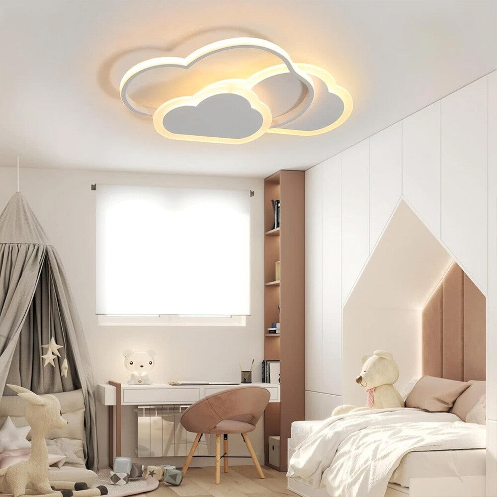 Dimmable LED Ceiling Light Modern Chandeliers Kid's Room Bedroom Cloud Lamp Tool