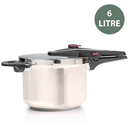4/6 Litre Dual Handle Stainless Steel Pressure Cooker Kitchen Catering Cookware