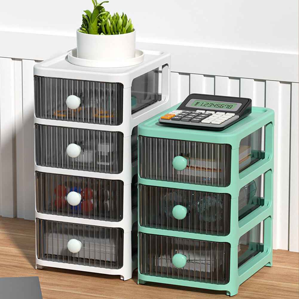 2/3/4Tier Mini Plastic Chest of Drawers Desktop Cabinet Storage Unit Home Office