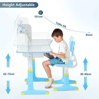 Kids Desk and Chair Set Height Adjustable Study Table W/ Storage Book Stand