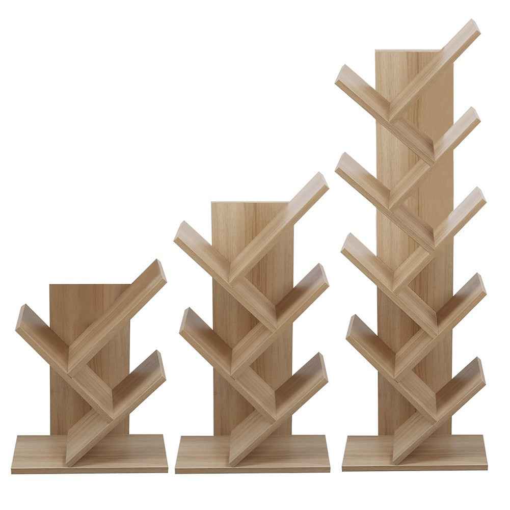3/5/9 Shelf Tree Free Standing Bookshelf Wood Shape Desk Bookcase Display Rack