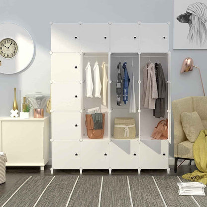 Portable Wardrobe Foldable Closet with 20 Compartments Clothes Storage Cabinet