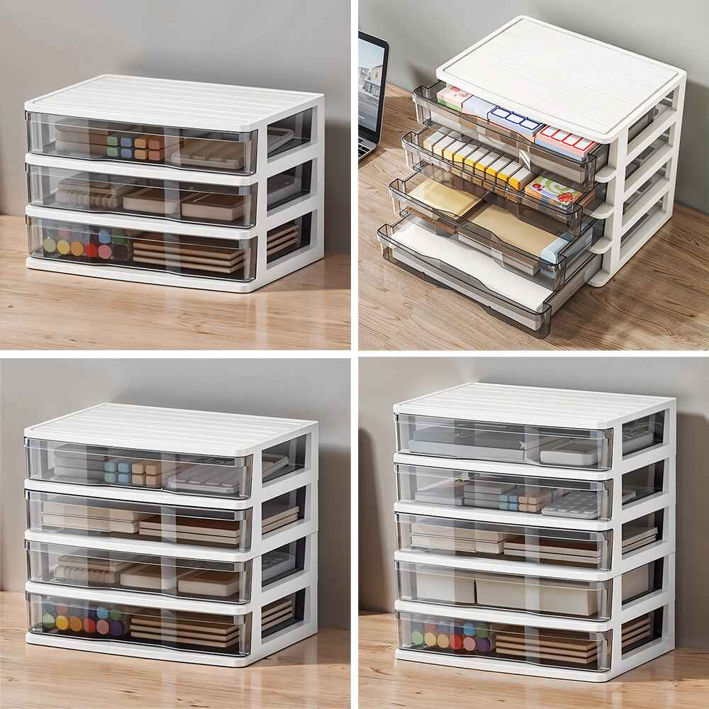 3/4/5 Small Plastic Drawer Storage Tower Organizer Box Office Desktop Tabletop