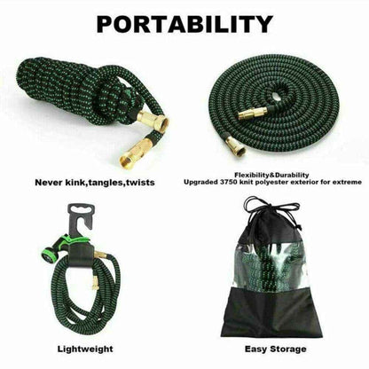 200FT Heavy Duty Expandable Garden Hose Flexible Hose Pipe 10 Modes Spray Gun UK