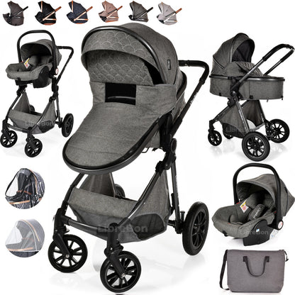 3 in 1 Pram Newborn Baby Buggy Set Travel System with Car Seat Folding Pushchair
