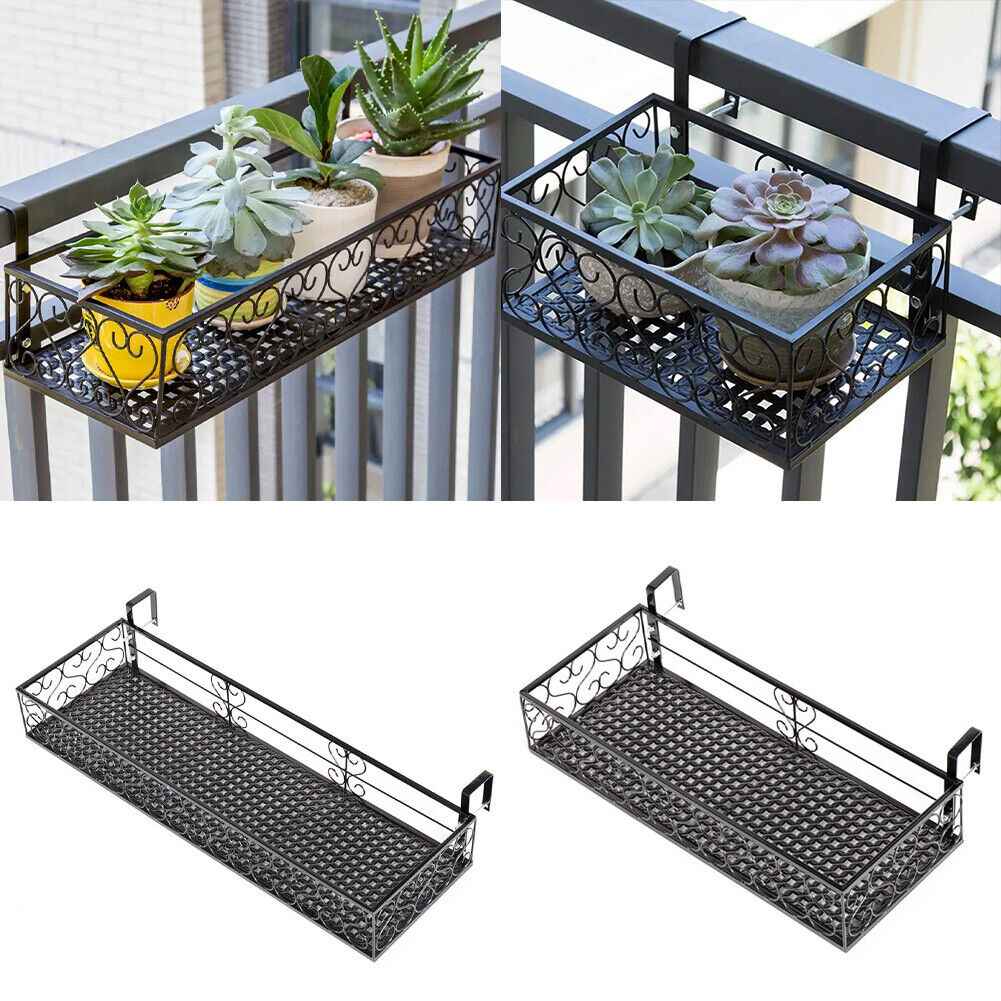 Fence Balcony Metal Hanging Small Plant Planter Stand Flower Pots Holder Rack UK