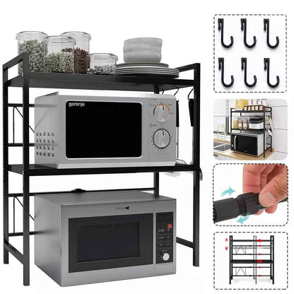 3 Tier Expandable Microwave oven Rack Stand Storage Holder Kitchen Corner Shelf