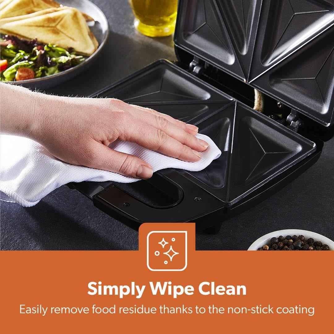 Toastie Maker 2 Slice Sandwich Toaster Non-Stick Machine Easy Clean 750W Geepas