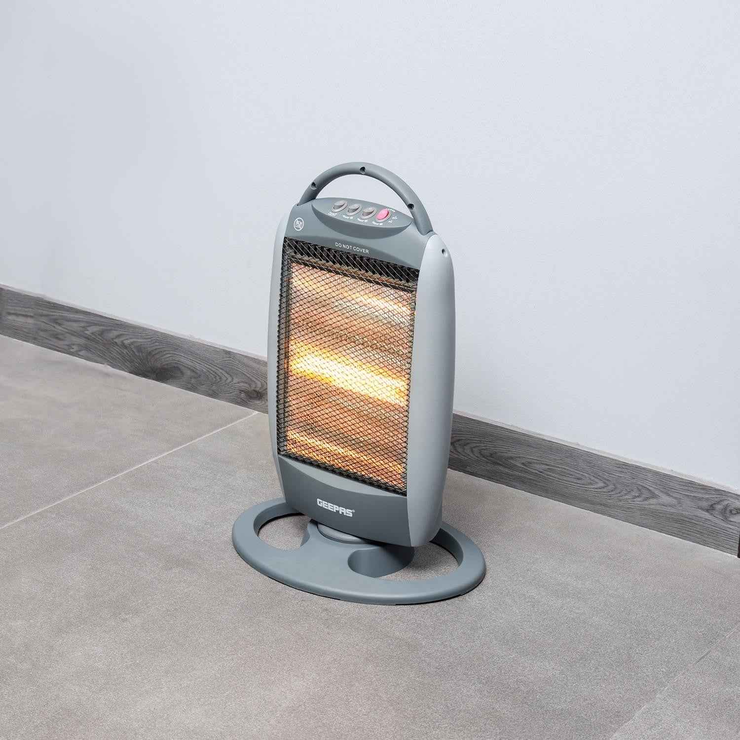 Halogen Heater Instant Heating Portable Quartz Heater 1200W Grey Pack of 2