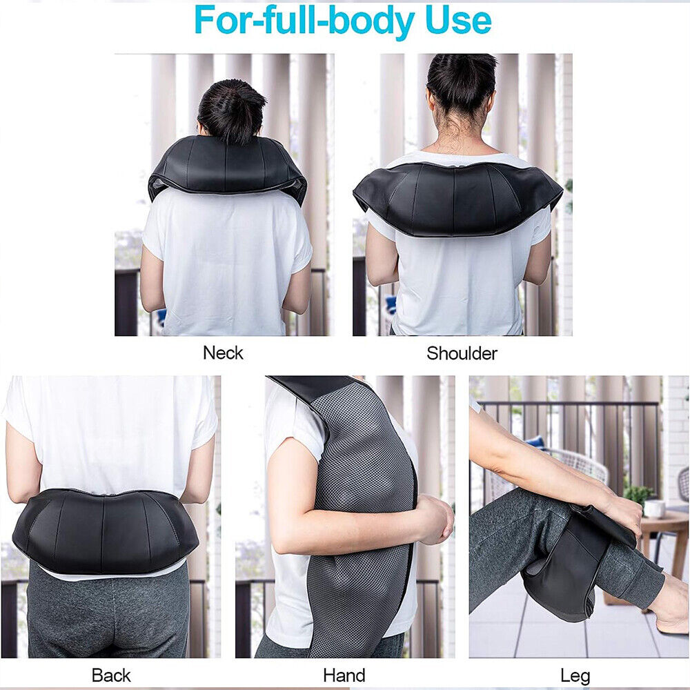 Electric Shiatsu Back Neck Shoulder Massager with Heat Kneading Body Car Home UK
