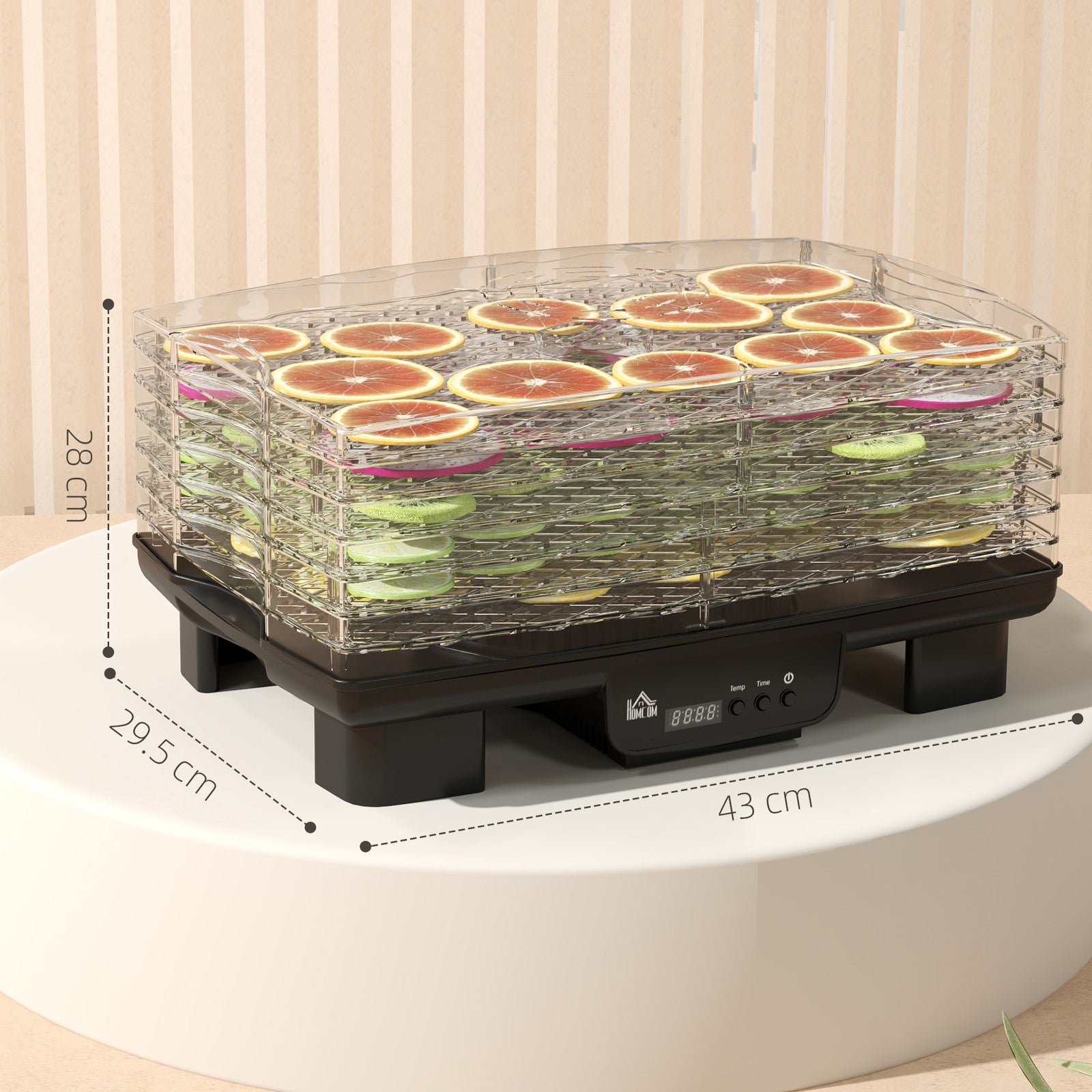 Food Dehydrator, 6 Tray Food Dryer Machine with Adjustable Temperature