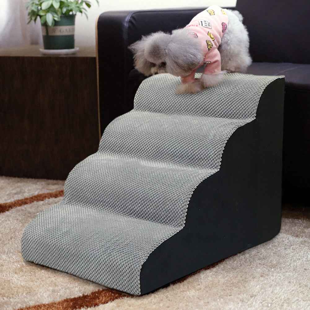 3/4/5 Steps Dog Stairs Pet For Bed Sofa Cats Ladder Ramp With Removable Cover UK