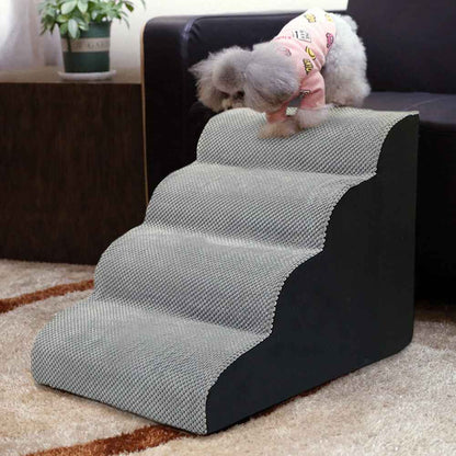 3/4/5 Steps Dog Stairs Pet For Bed Sofa Cats Ladder Ramp With Removable Cover UK