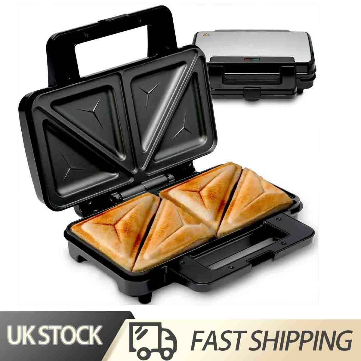 Toastie Maker 4 Slice Sandwich Toaster Non-Stick Machine Easy Clean 900W