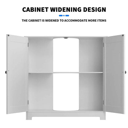 White Bathroom Bedroom Cabinet Shelf Cupboard Storage Unit Free Standing Floor