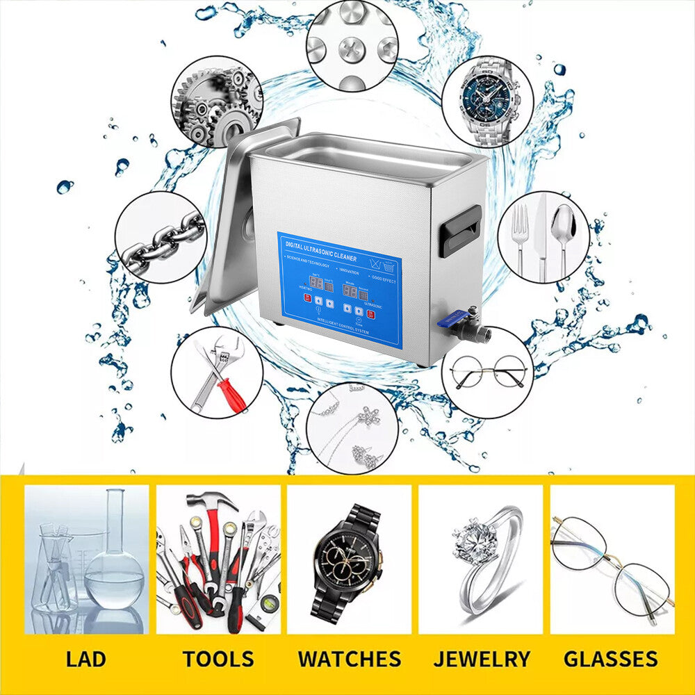7L Ultrasonic Cleaner Timer Watch Jewellery Coins Cleaning Machine With Basket