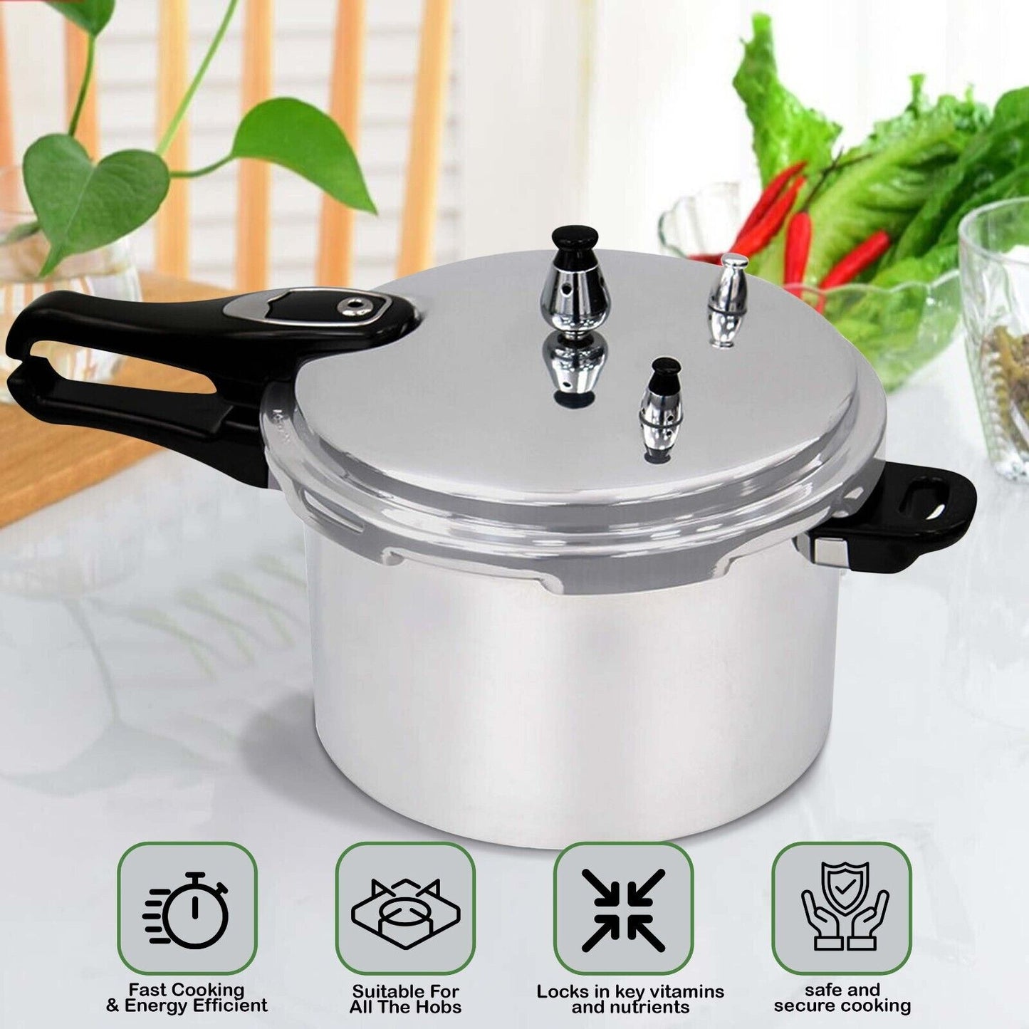 3.5/6/7.5 Litre Dual Handle aluminum Pressure Cooker Kitchen Catering Cookware