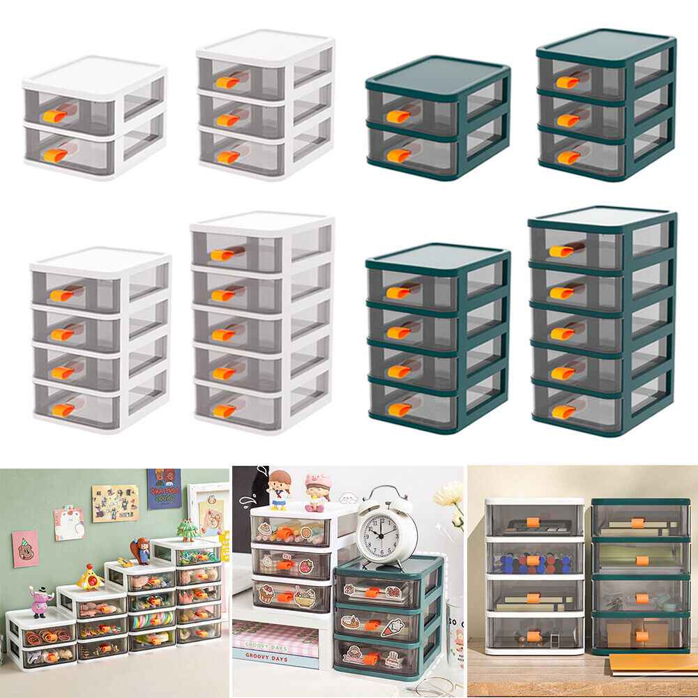 3/4/5 Small Plastic Drawer Storage Tower Organizer Box Office Desktop Tabletop