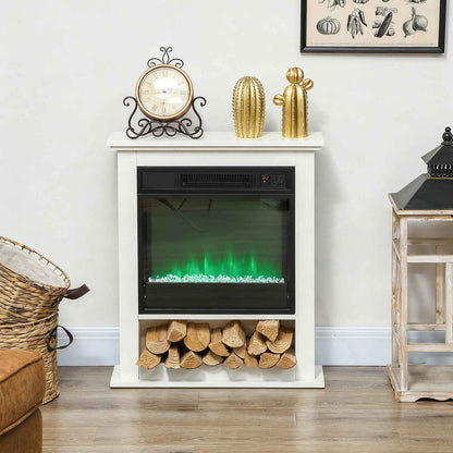 Electric Fireplace with 9 Colours Flame Effect & 5 Brightness Levels, White