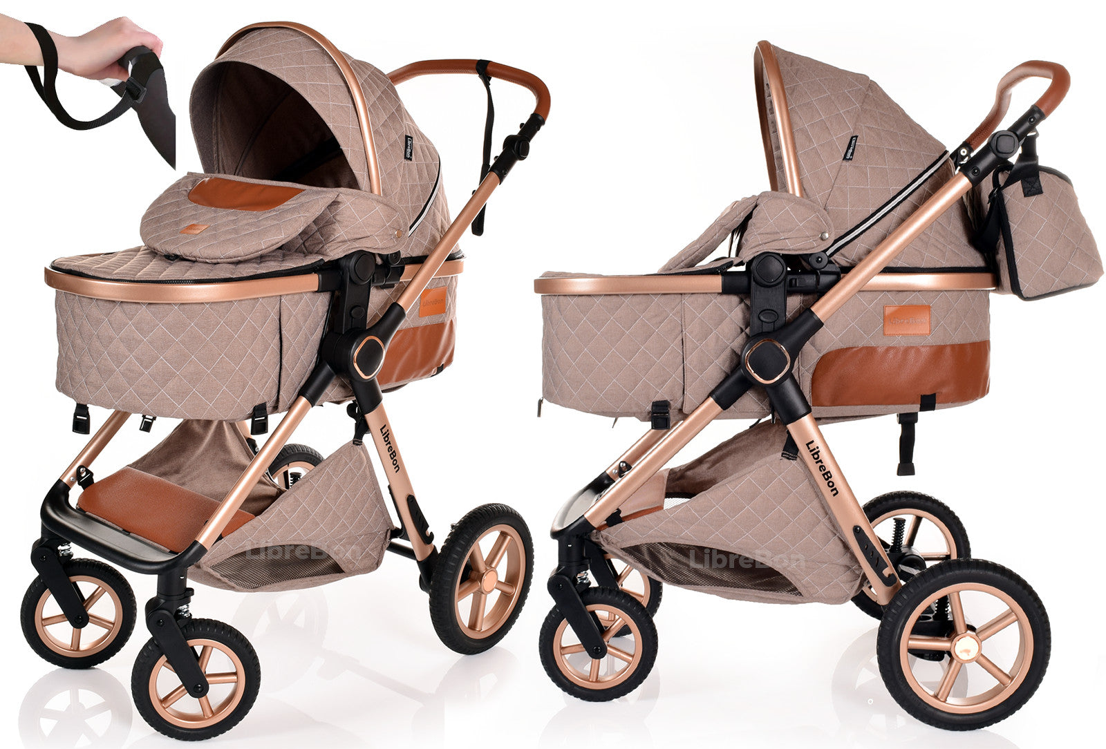 3 in 1 Pram Newborn Baby Buggy Set Travel System with Car Seat Folding Pushchair