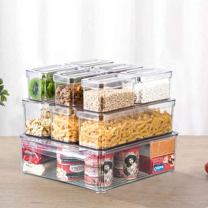 S/M/L Clear Plastic Fridge Storage Box Cupboard Organiser Fruit Veg Rack 3-10Pcs