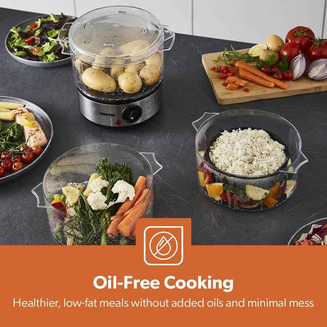 3-Tier Food Steamer 7.2L Electric Vegetable Steamer Healthy Steam Multi-cooker