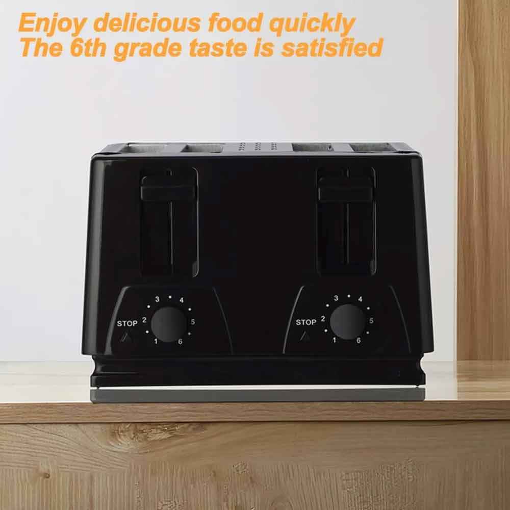 Black Toaster 4 Slice Variable Browning Defrost Reheat Extra Wide Slot UK 3