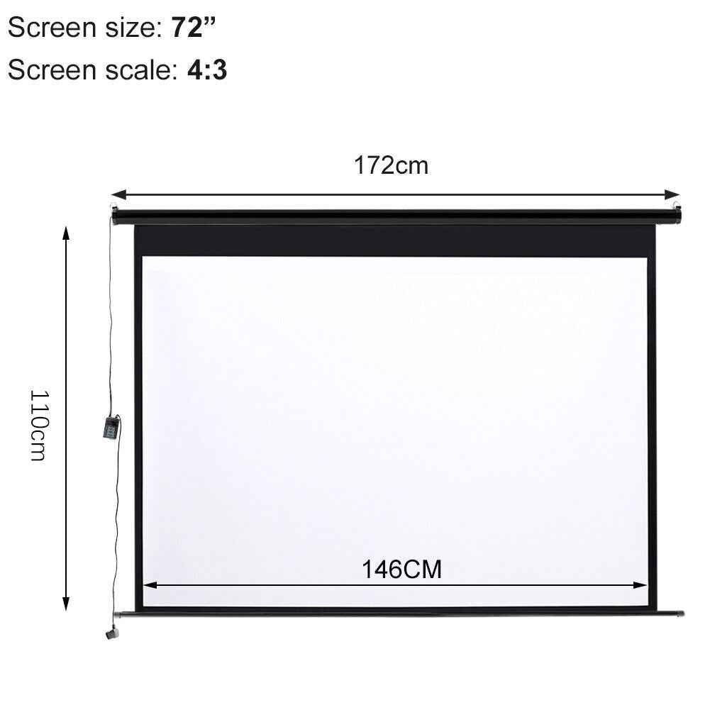 Electric Motorised Projector Screen 3D HD Home Theater Projection 16:9 4:3 Sizes