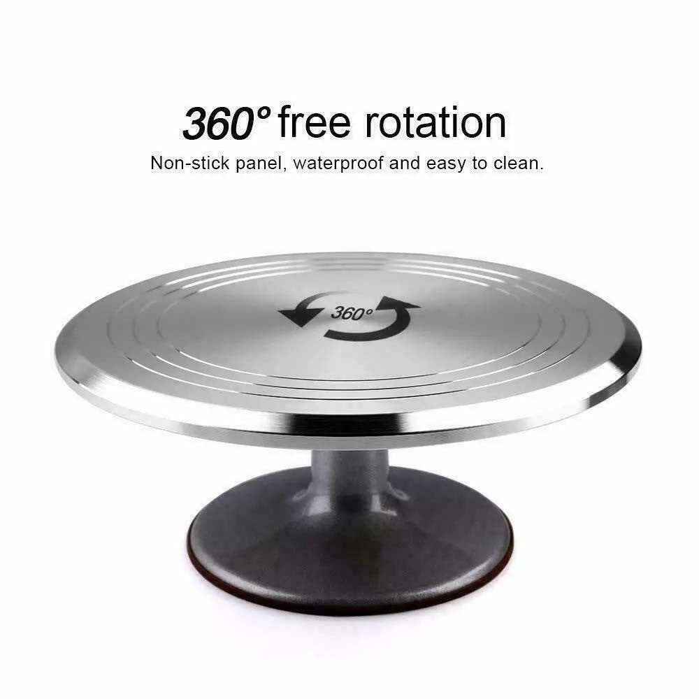 Cake Turntable 12'' Aluminum Cake Revolving Stand Holder Cake Baking Tool-UK