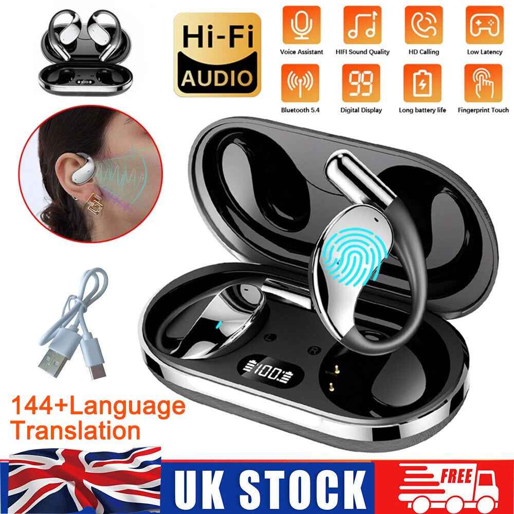 144+ Language AI Translator Earbuds Wireless Bluetooth 5.4 Headphones For iOS UK