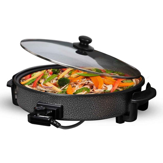 Multi Cooker Electric Frying Pan Large Pot w/ Lid 40cm Temp Control 1500W GEEPAS