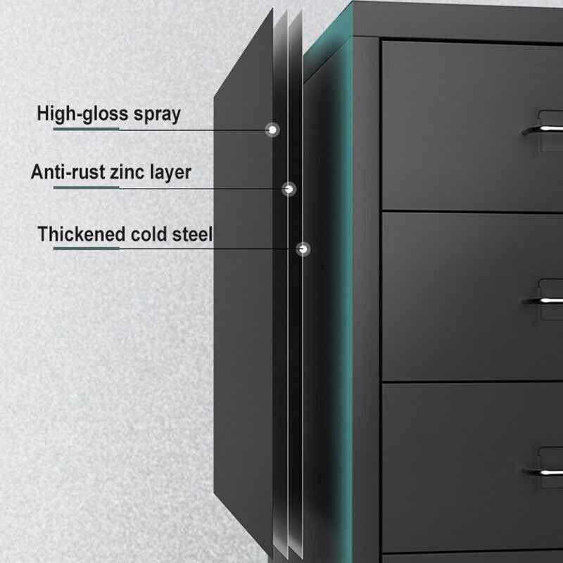 3/5/6/8 Drawers Mobile Metal Desk Office Pedestal Storage Filing Cabinets Unit
