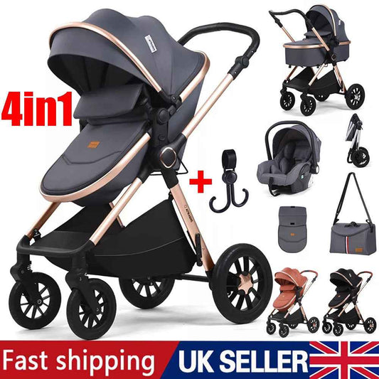 Newborn Baby Pram Pushchair Buggy Stroller 3in1 Travel System Car Seat Included
