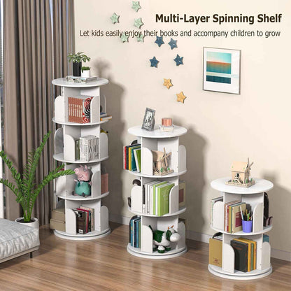 4-Layer 360° Rotating Bookshelf Bookcase Display Floor Standing Storage Rack