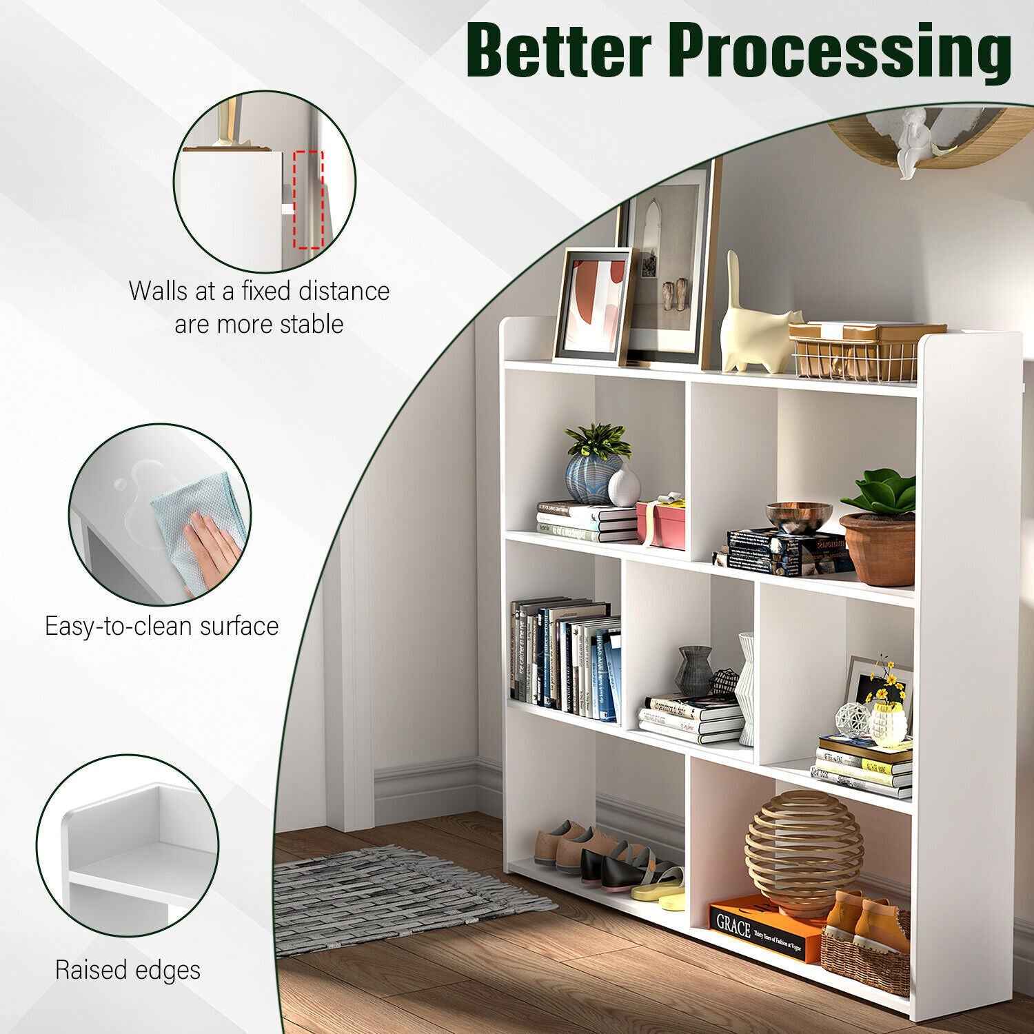 7 Cube Wooden Bookcase Shelving Display Shelves Storage Unit Wood Shelf Bekmgxyr