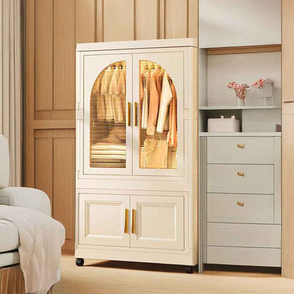 Large Folding Wardrobe Storage Plastic Cabinet with Hanging Rod Clothes Closet