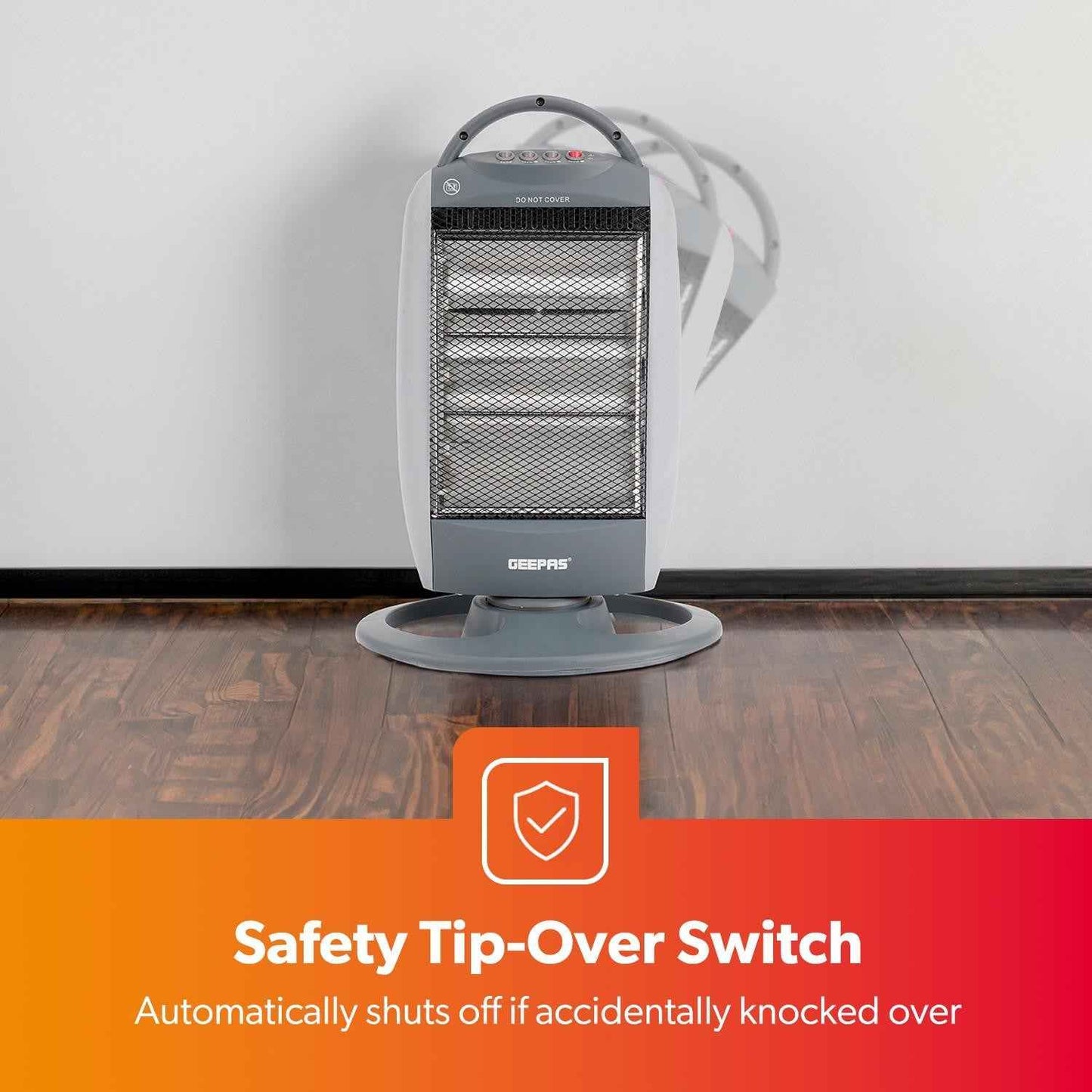 Halogen Heater Instant Heating Portable Quartz Heater 1200W Grey Pack of 2