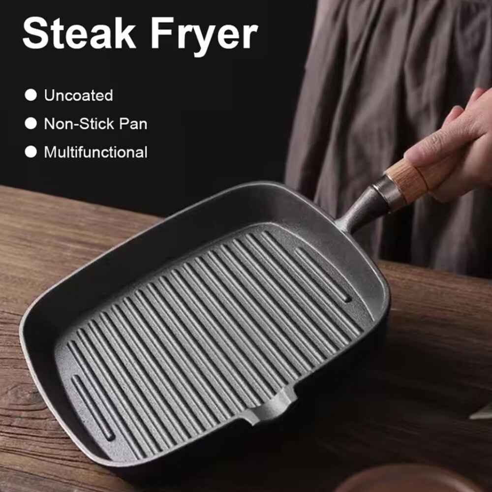 Grill Pan Non Stick Griddle Frying Poring Lips Induction Skillet Cooking Steak