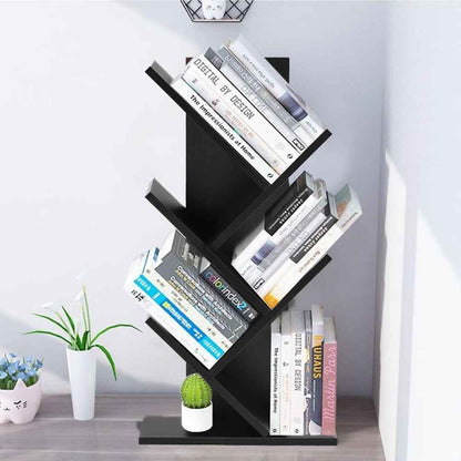 3/5/9 Shelf Tree Free Standing Bookshelf Wood Shape Desk Bookcase Display Rack