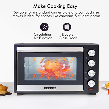 GEEPAS Mini Oven Toaster Grill Tabletop Compact Portable Baking Cooker Electric