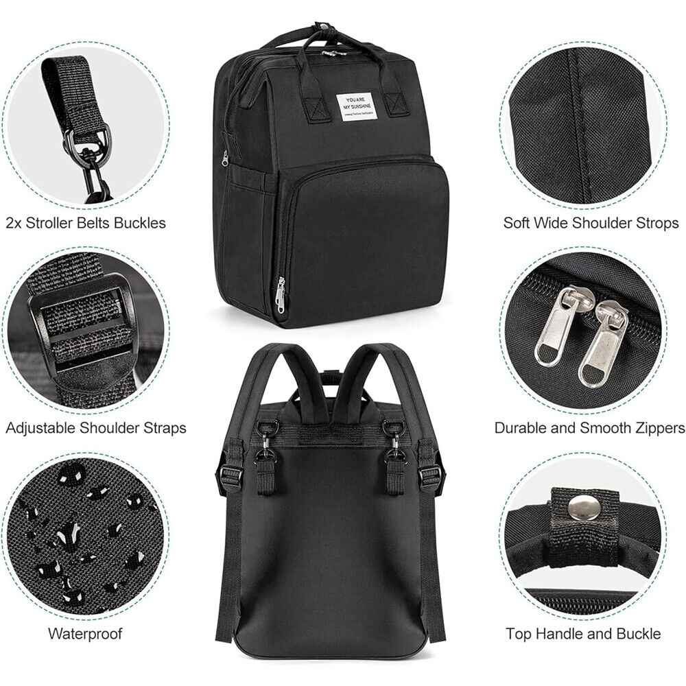 Baby Changing Bag Diaper Bag Large Nappy Backpack with Portable Changing Mat UK