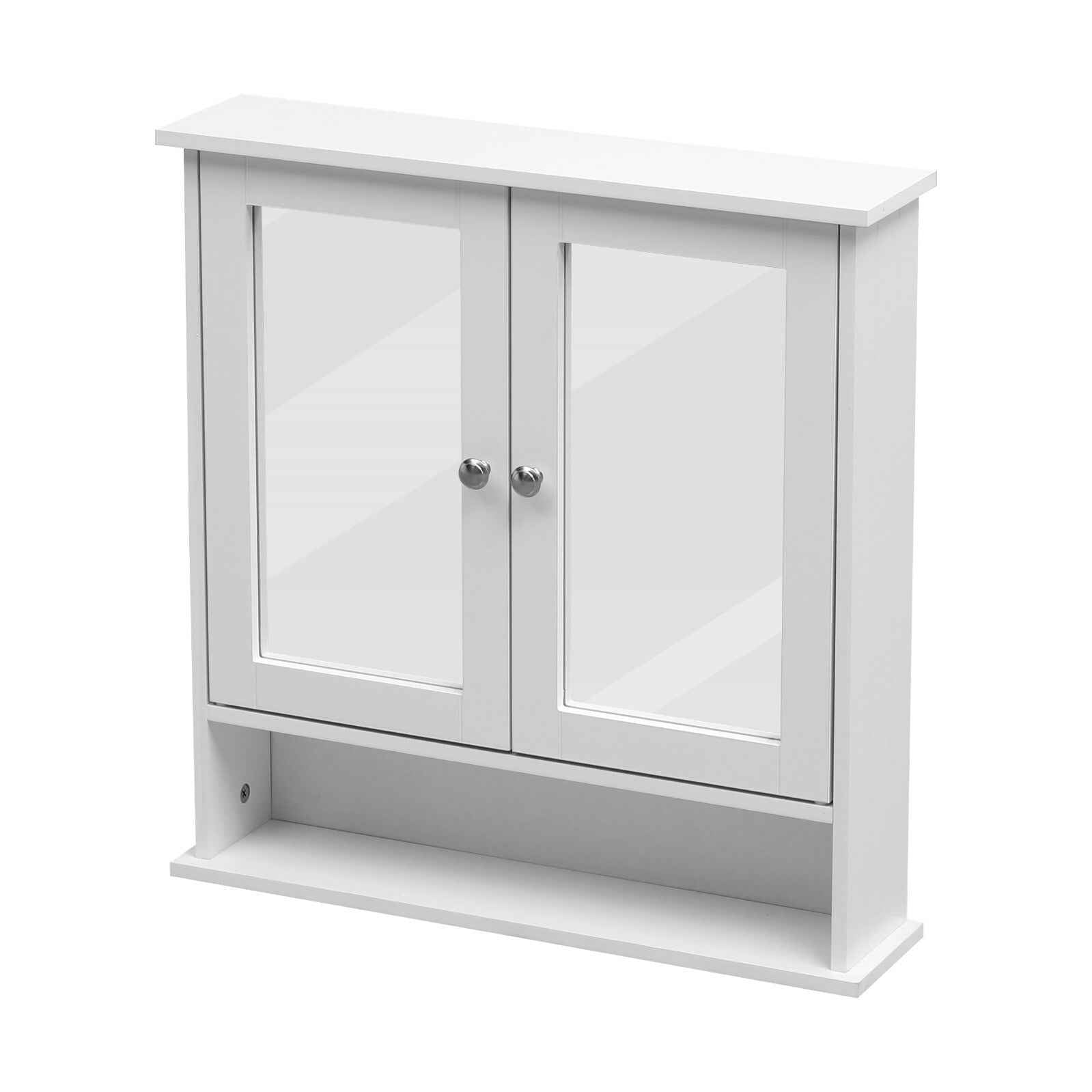 White Bathroom Mirror Cabinet Wall Mounted Storage Unit Cupboard Door Shelves