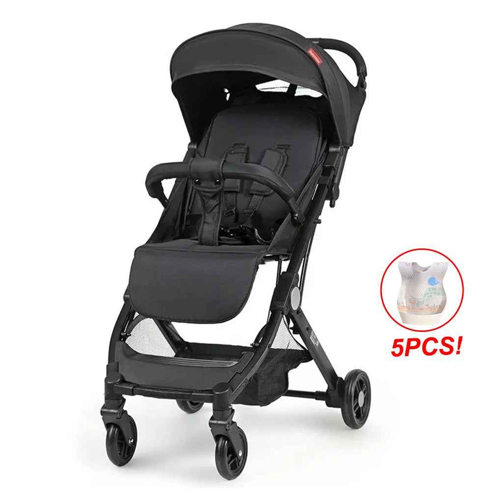 Portable Baby Stroller One-Hand Folding Pushchair W/Adjustable Backrest