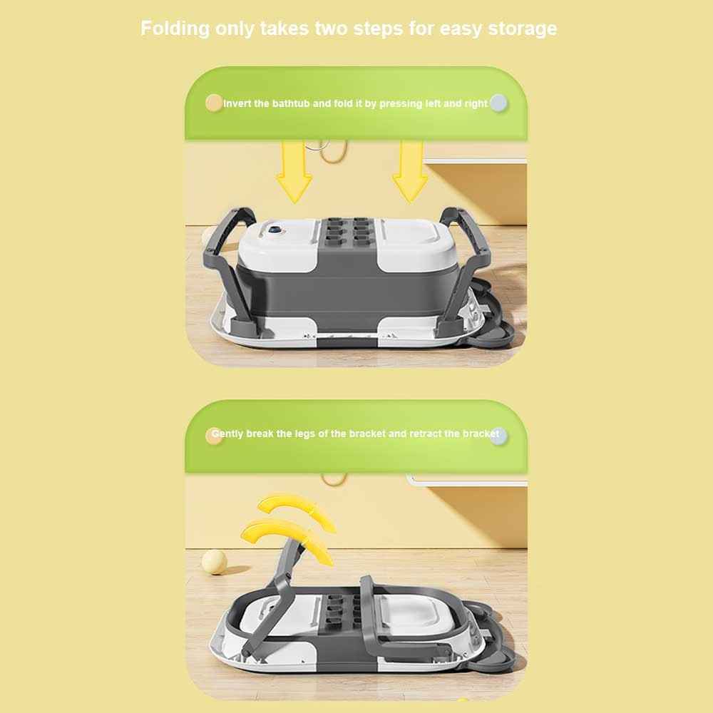 Foldable Baby Bath Tub with Temperature & Cushion Bath Pad + Bath Net New