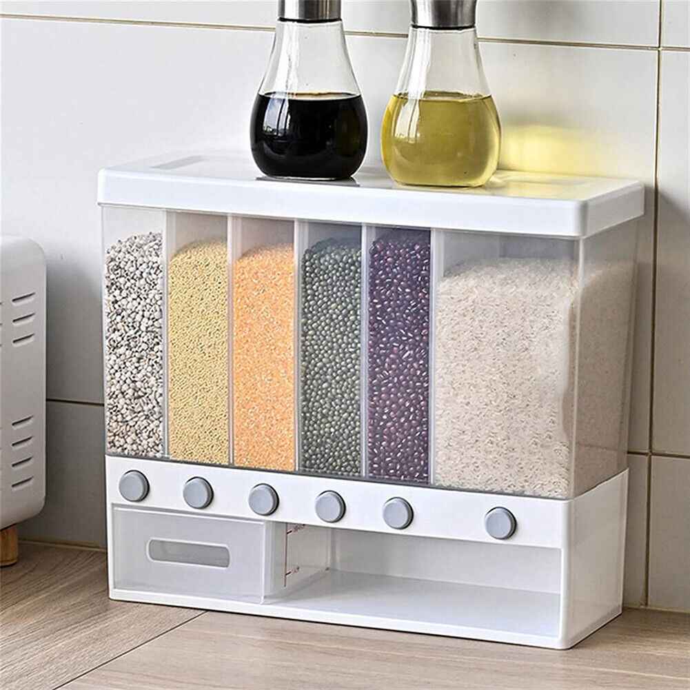 10L Wall Mounted Kitchen Rice Dispenser Container Cereal Dry Food Storage Box UK