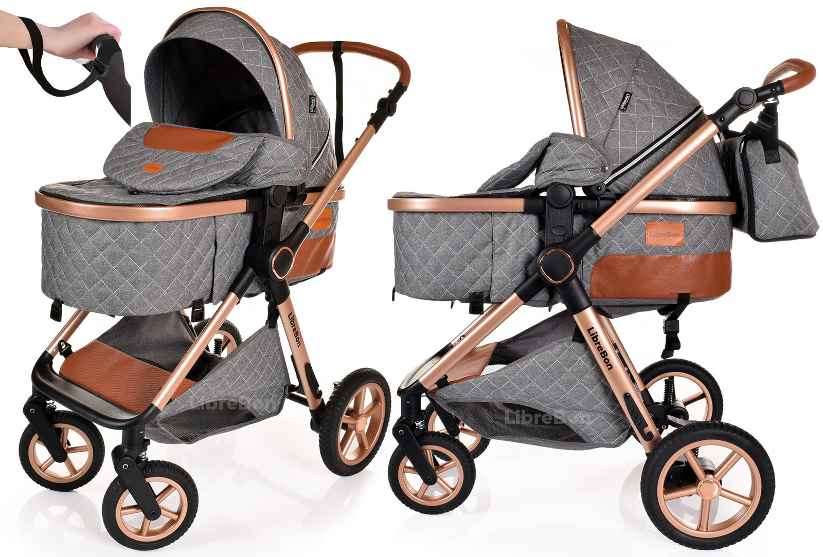 3 in 1 Pram Newborn Baby Buggy Set Travel System with Car Seat Folding Pushchair