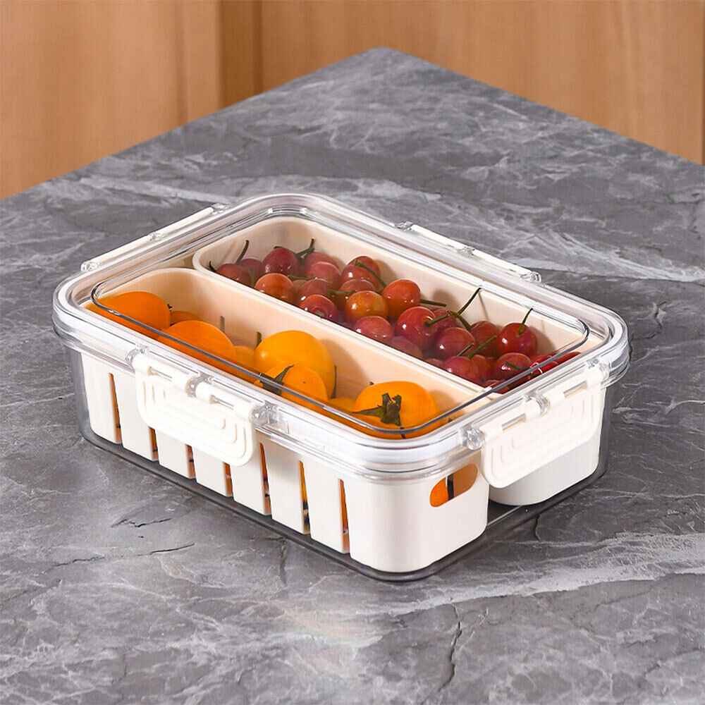 Fridge Box Holder Kitchen Cupboard Organiser Food Storage Dividers Container Lid