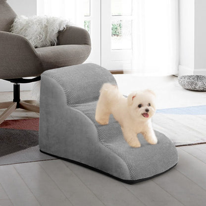 3/4/5 Steps Dog Stairs Pet For Bed Sofa Cats Ladder Ramp With Removable Cover UK
